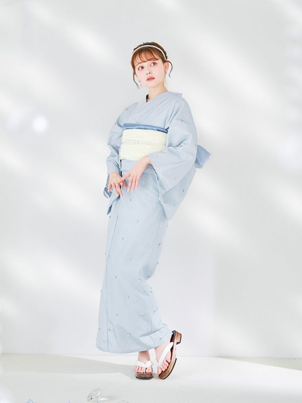 画像14: 【即日発送】アーガイルビジュー浴衣 【浴衣３点セット 浴衣/帯/下駄】[YMT] (14)