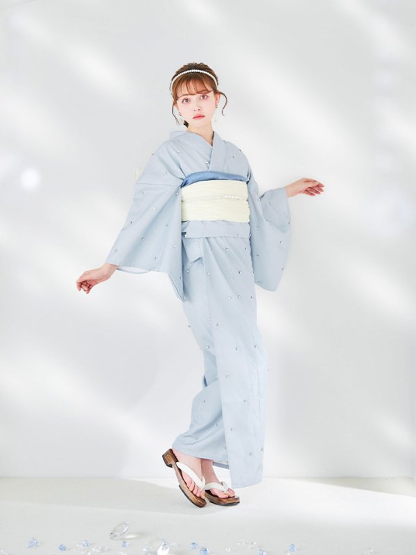 画像18: 【即日発送】アーガイルビジュー浴衣 【浴衣３点セット 浴衣/帯/下駄】[YMT] (18)