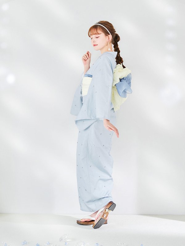 画像19: 【即日発送】アーガイルビジュー浴衣 【浴衣３点セット 浴衣/帯/下駄】[YMT] (19)