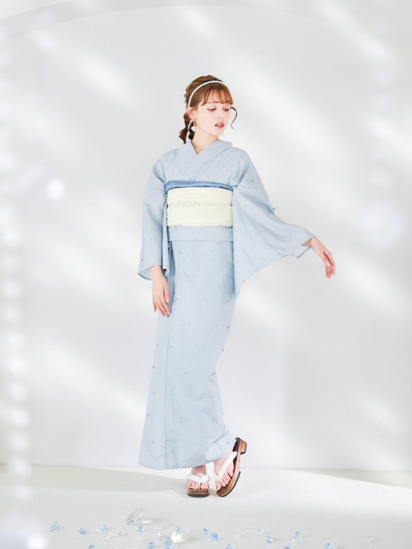 画像10: 【即日発送】アーガイルビジュー浴衣 【浴衣３点セット 浴衣/帯/下駄】[YMT] (10)