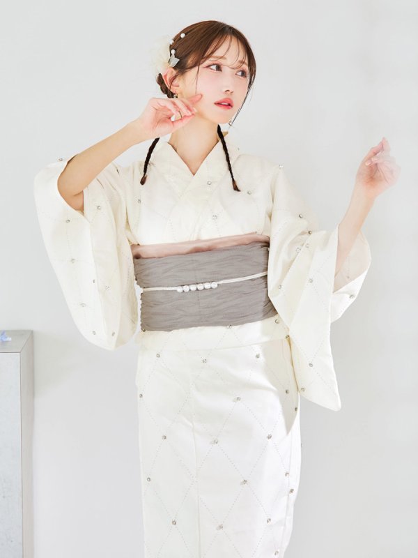 画像34: 【即日発送】アーガイルビジュー浴衣 【浴衣３点セット 浴衣/帯/下駄】[YMT] (34)