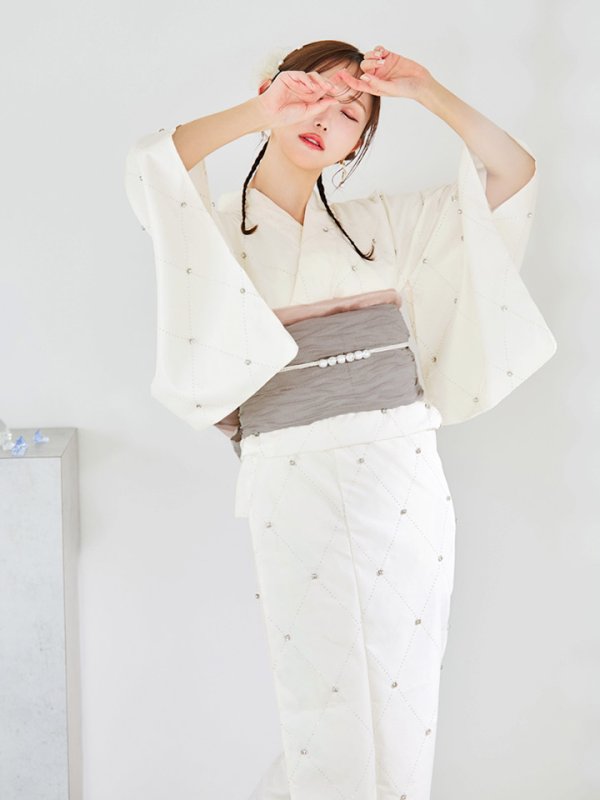 画像26: 【即日発送】アーガイルビジュー浴衣 【浴衣３点セット 浴衣/帯/下駄】[YMT] (26)