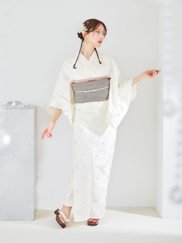 画像29: 【即日発送】アーガイルビジュー浴衣 【浴衣３点セット 浴衣/帯/下駄】[YMT] (29)