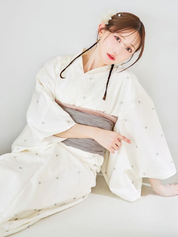 画像30: 【即日発送】アーガイルビジュー浴衣 【浴衣３点セット 浴衣/帯/下駄】[YMT] (30)