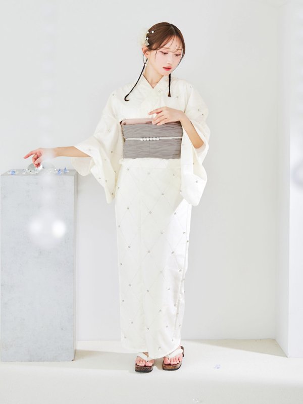 画像33: 【即日発送】アーガイルビジュー浴衣 【浴衣３点セット 浴衣/帯/下駄】[YMT] (33)