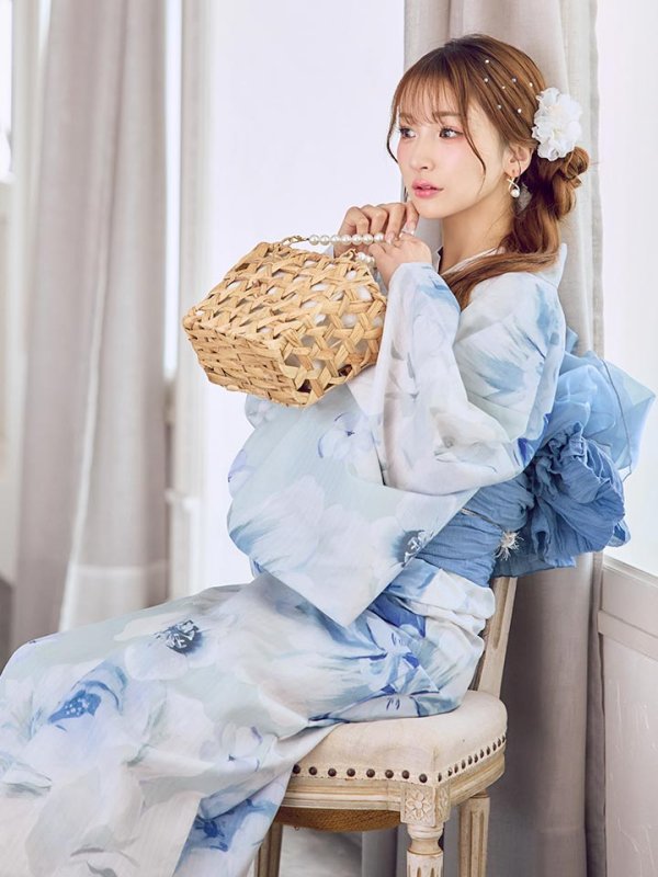 画像15: 蒼華に咲く牡丹浴衣【浴衣３点セット 浴衣/帯/下駄】[YMT] (15)