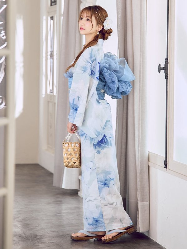 画像16: 蒼華に咲く牡丹浴衣【浴衣３点セット 浴衣/帯/下駄】[YMT] (16)