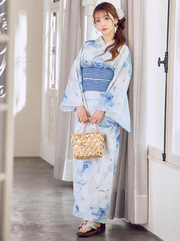 画像3: 蒼華に咲く牡丹浴衣【浴衣３点セット 浴衣/帯/下駄】[YMT] (3)