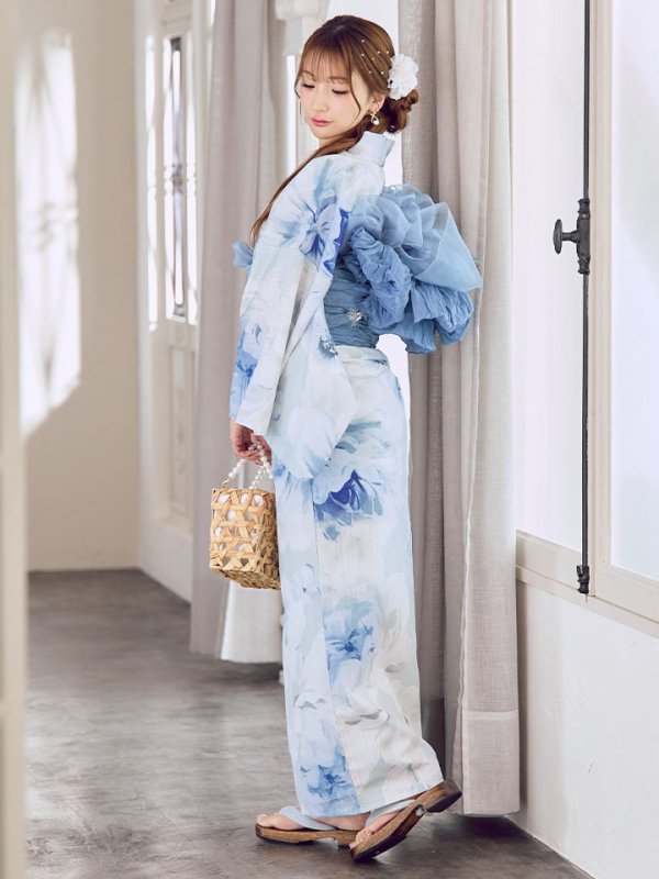 画像6: 蒼華に咲く牡丹浴衣【浴衣３点セット 浴衣/帯/下駄】[YMT] (6)