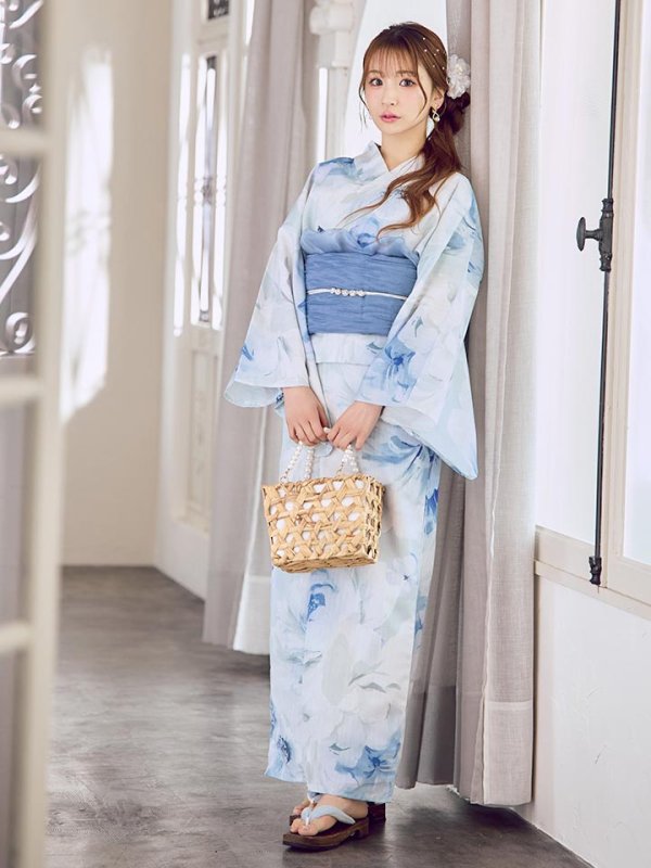 画像7: 蒼華に咲く牡丹浴衣【浴衣３点セット 浴衣/帯/下駄】[YMT] (7)