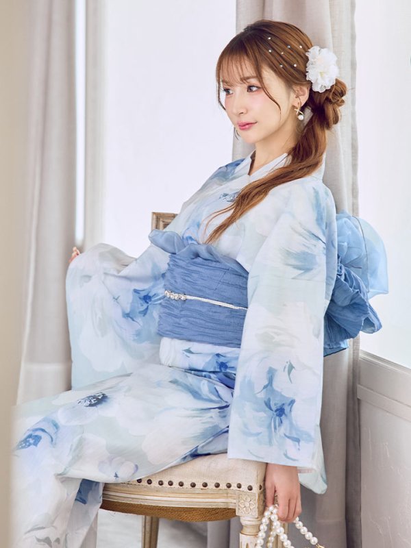 画像9: 蒼華に咲く牡丹浴衣【浴衣３点セット 浴衣/帯/下駄】[YMT] (9)