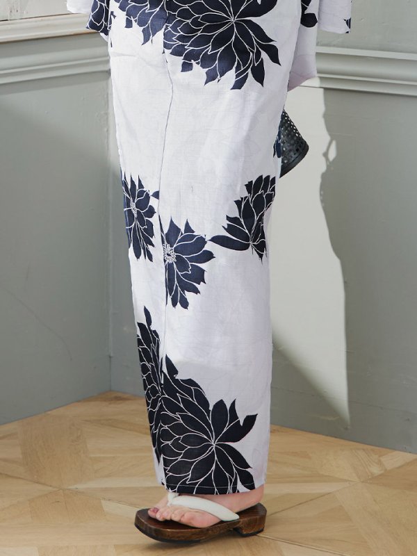 画像18: 【即日発送】モノトーンダリア柄浴衣【浴衣３点セット 浴衣/帯/下駄】[YMT] (18)
