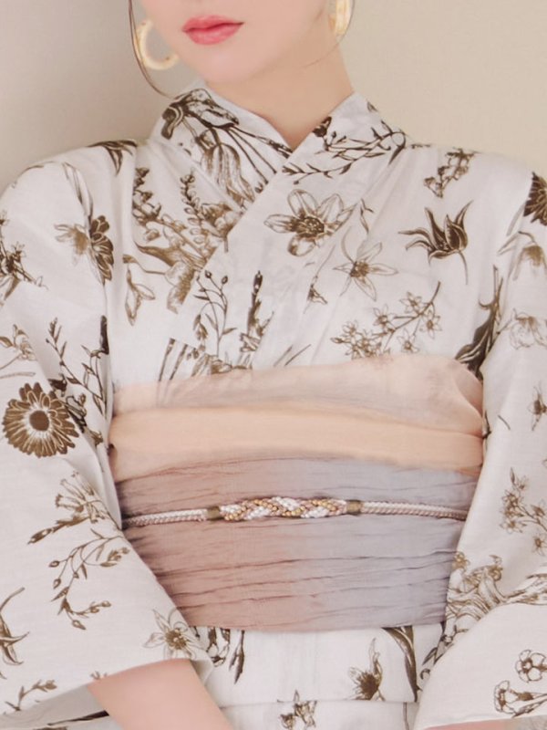 画像18: 【即日発送】アンティーク調ボタニカル浴衣【浴衣３点セット 浴衣/帯/下駄】[YMT] (18)