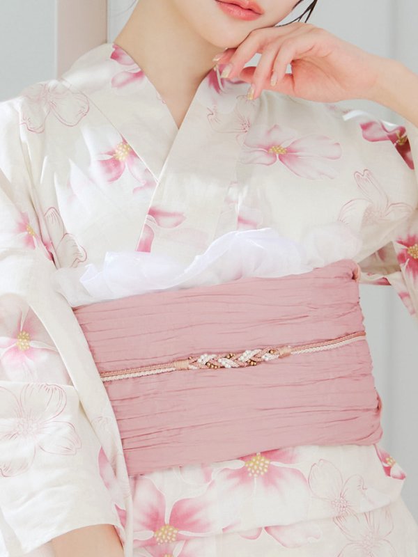 画像18: 【即日発送】淡色桜花柄浴衣【浴衣３点セット 浴衣/帯/下駄】[YMT] (18)