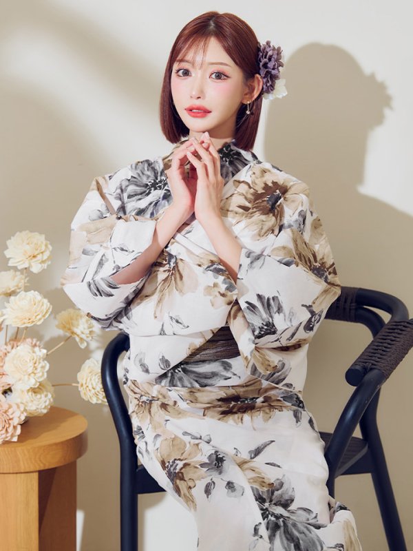 画像11: 【即日発送】陽彩向日葵の水彩浴衣【浴衣３点セット 浴衣/帯/下駄】[YMT] (11)