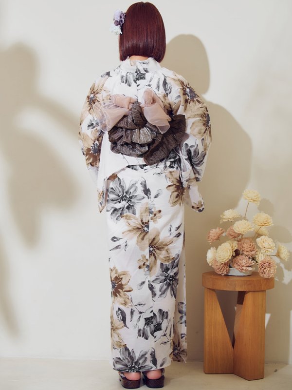 画像16: 【即日発送】陽彩向日葵の水彩浴衣【浴衣３点セット 浴衣/帯/下駄】[YMT] (16)