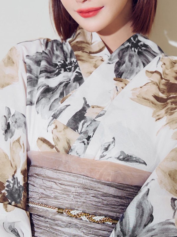 画像17: 【即日発送】陽彩向日葵の水彩浴衣【浴衣３点セット 浴衣/帯/下駄】[YMT] (17)