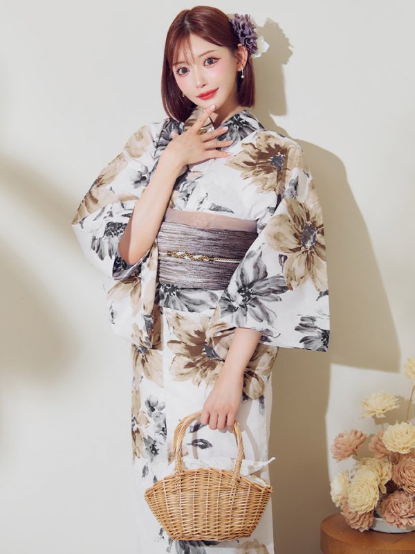 画像3: 【即日発送】陽彩向日葵の水彩浴衣【浴衣３点セット 浴衣/帯/下駄】[YMT] (3)