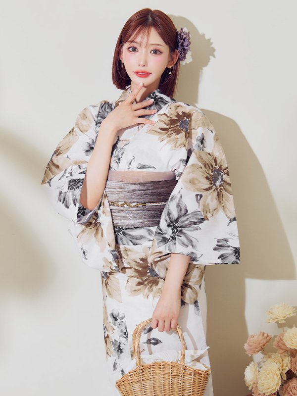 画像7: 【即日発送】陽彩向日葵の水彩浴衣【浴衣３点セット 浴衣/帯/下駄】[YMT] (7)