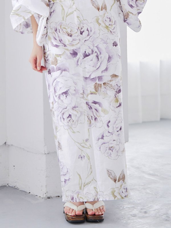 画像17: 【即日発送】藤霞のアンティークローズ浴衣【浴衣３点セット 浴衣/帯/下駄】[YMT] (17)