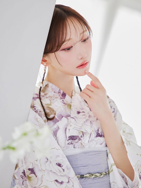 画像9: 【即日発送】藤霞のアンティークローズ浴衣【浴衣３点セット 浴衣/帯/下駄】[YMT] (9)