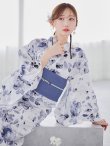 画像1: 水墨ニュアンスフラワー浴衣 OBI-hira-100-ok-4-DusBL / HIMO-900-yn-4-GYxGY / / YA-1001-kj-BL / GETA-01-kj-2-BL/ [YMT] (1)