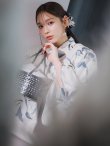 画像11: 水墨画百合柄浴衣 OBI-hira-100-ok-4-DusBL / HIMO-900-yn-5-IV  / HEKO-800-sb-8-DusBL / YA-73-kn-GY / GETA-01-kj-2-BL/ [YMT] (11)