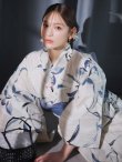 画像2: 水墨画百合柄浴衣 OBI-hira-100-ok-4-DusBL / HIMO-900-yn-5-IV  / HEKO-800-sb-8-DusBL / YA-73-kn-GY / GETA-01-kj-2-BL/ [YMT] (2)