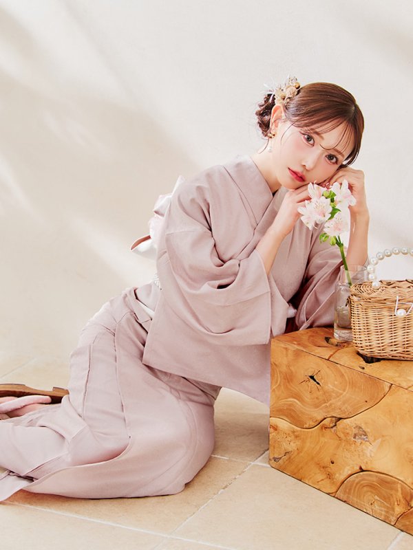 画像11: 【即日発送】【浴衣】ピンク無地浴衣 【浴衣３点セット 浴衣/帯/下駄】[YMT] (11)