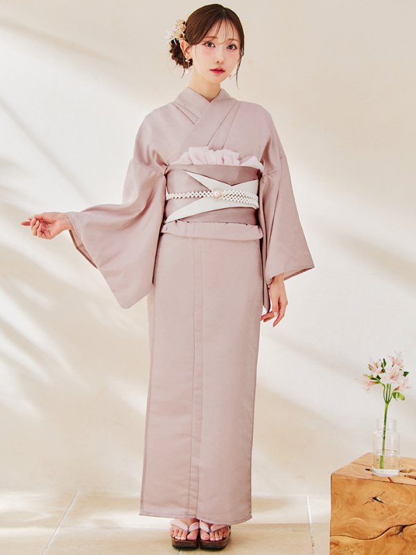 画像4: 【即日発送】【浴衣】ピンク無地浴衣 【浴衣３点セット 浴衣/帯/下駄】[YMT] (4)