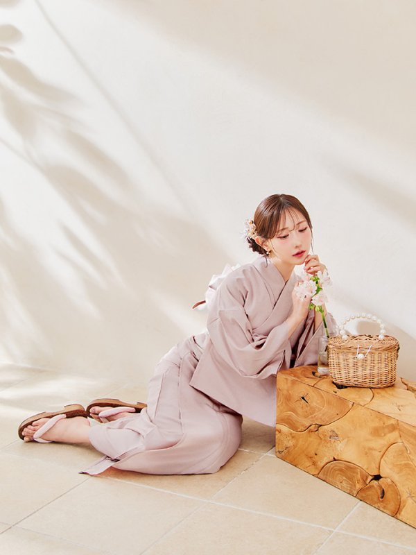 画像9: 【即日発送】【浴衣】ピンク無地浴衣 【浴衣３点セット 浴衣/帯/下駄】[YMT] (9)