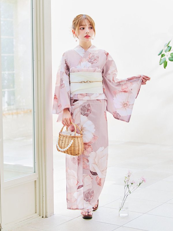 画像5: 【即日発送】【浴衣】 大人スウィートフラワー 薔薇 バラ ローズ 浴衣【浴衣３点セット 浴衣/帯/下駄】[YMT] (5)