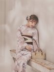 画像13: 【即日発送】【浴衣】ホワイトフラワーブラウン浴衣 【浴衣３点セット 浴衣/帯/下駄】[FB02] (13)