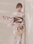 画像8: 【即日発送】【浴衣】ホワイトフラワーブラウン浴衣 【浴衣３点セット 浴衣/帯/下駄】[FB02] (8)