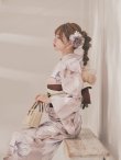 画像9: 【即日発送】【浴衣】ホワイトフラワーブラウン浴衣 【浴衣３点セット 浴衣/帯/下駄】[FB02] (9)