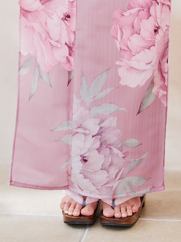 画像16: 【即日発送】【浴衣】大人スウィート/ピンク地に大柄牡丹浴衣 【浴衣３点セット 浴衣/帯/下駄】[YMT] (16)