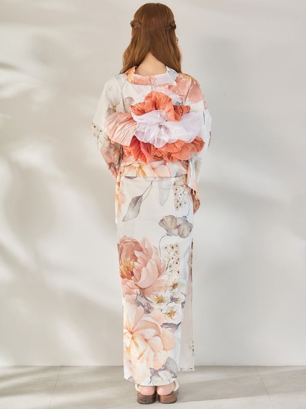 画像7: 【即日発送】アプリコットピンク牡丹浴衣【浴衣３点セット 浴衣/帯/下駄】[OF04/HC03] (7)