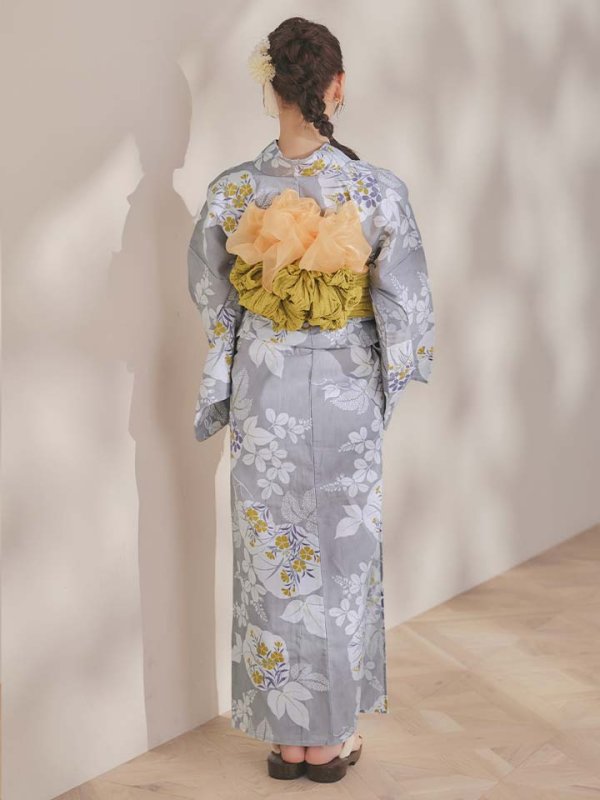 画像22: 【即日発送】グレー×フラワー浴衣【浴衣３点セット 浴衣/帯/下駄】[OF04] (22)
