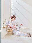 画像7: 【即日発送！】クリームイエロー×オレンジ紫陽花浴衣【浴衣３点セット 浴衣/帯/下駄】[YMT] (7)