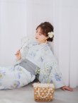 画像6: 【浴衣セール！】【即日発送】 ホワイト×アイシーフラワー浴衣【浴衣３点セット 浴衣/帯/下駄】[/YMT] (6)