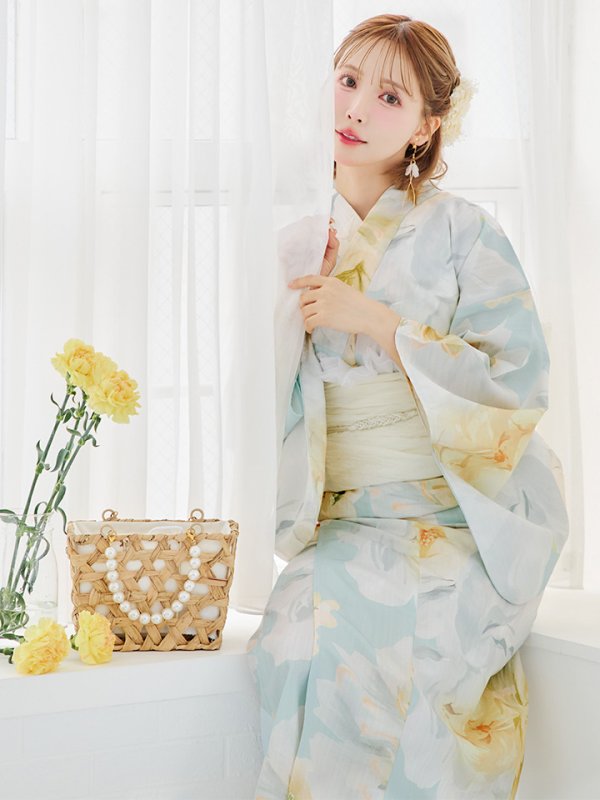 画像1: 【予約 / 5月中旬発送予定】ニュアンス牡丹ペールトーン浴衣 OBI-siwa-200-kj-13-OW / HIMO-900-yn-5-IV / HEKO-800-sb-5-W / YA-1075-kn-IV / GETA-01-kj-3-IV/ [y/OF01] (1)