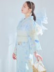 画像1: 【予約 / 5月中旬発送予定】ベビーブルー牡丹＆紫陽花浴衣 OBI-siwa-200-kj-13-OW / HIMO-906-yn-PEARL / HEKO-800-sb-5-W / YA-1079-kj-7-W / GETA-01-kj-4-MI / [y/YMT] (1)