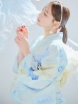 画像2: 【予約 / 5月中旬発送予定】ベビーブルー牡丹＆紫陽花浴衣 OBI-siwa-200-kj-13-OW / HIMO-906-yn-PEARL / HEKO-800-sb-5-W / YA-1079-kj-7-W / GETA-01-kj-4-MI / [y/YMT] (2)