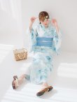 画像14: 【予約 / 5月中旬発送予定】ブルーグレイニュアンスフラワー浴衣 OBI-siwa-204-wk-2-LBL / HIMO-900-yn-5-IV / HEKO-800-sb-5-W / YA-1023-wk-BL / GETA-01-kj-3-IV / [yo/YMT] (14)