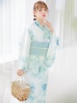 画像3: 【予約 / 5月中旬発送予定】ブルーグレイニュアンスフラワー浴衣 OBI-siwa-204-wk-2-LBL / HIMO-900-yn-5-IV / HEKO-800-sb-5-W / YA-1023-wk-BL / GETA-01-kj-3-IV / [yo/YMT] (3)