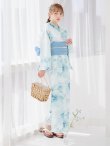 画像4: 【予約 / 5月中旬発送予定】ブルーグレイニュアンスフラワー浴衣 OBI-siwa-204-wk-2-LBL / HIMO-900-yn-5-IV / HEKO-800-sb-5-W / YA-1023-wk-BL / GETA-01-kj-3-IV / [yo/YMT] (4)