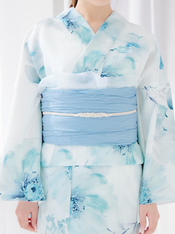 画像24: 【即日発送】ブルーグレイニュアンスフラワー浴衣【浴衣３点セット 浴衣/帯/下駄】[YMT] (24)