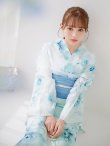画像7: 【予約 / 5月中旬発送予定】ブルーグレイニュアンスフラワー浴衣 OBI-siwa-204-wk-2-LBL / HIMO-900-yn-5-IV / HEKO-800-sb-5-W / YA-1023-wk-BL / GETA-01-kj-3-IV / [yo/YMT] (7)