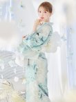 画像1: 【予約 / 5月中旬発送予定】洋モダンミントグリーン浴衣 OBI-siwa-200-kj-13-OW / HIMO-900-yn-5-IV / HEKO-800-sb-5-W / YA-1069-kn-W / GETA-01-kj-3-IV/ [y/YMT] (1)
