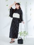 画像11: 【予約 / 5月下旬発送予定】アーガイルビジュー浴衣 OBI-siwa-204-wk-12-OW / HIMO-906-yn-PEARL / HEKO-800-sb-5-W / YA-1080-kj-B / GETA-01-kj-1-B/ [yo/YMT] (11)